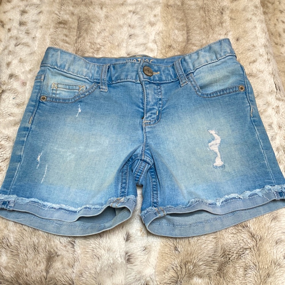 Justice Girls Light Blue Jean Shorts, Size 10